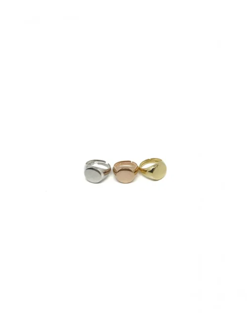 Anello Chevalier Regolabile Tondo COLORE ARGENTO Bianco
