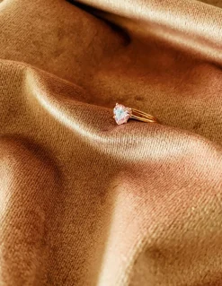Anello con Zircone a Forma di Cuore Rosa Argento Rosa