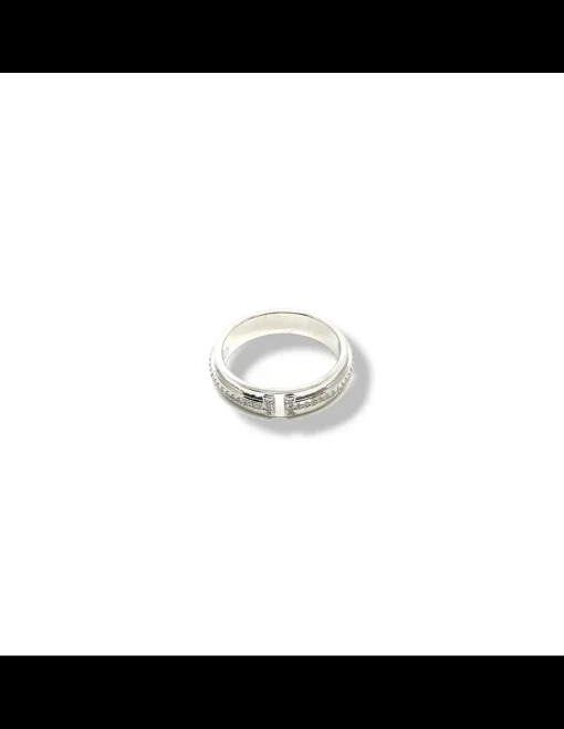 Anello Doppia T e Zirconi COLORE ARGENTO Bianco MISURA ANELLO 12