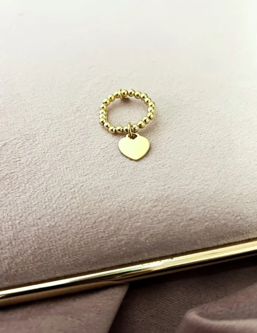 Anello Elastico con Cuore Pendente COLORE ARGENTO Dorato