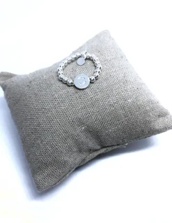 Anello Elastico con Palline e Lettera LETTERA lettera A