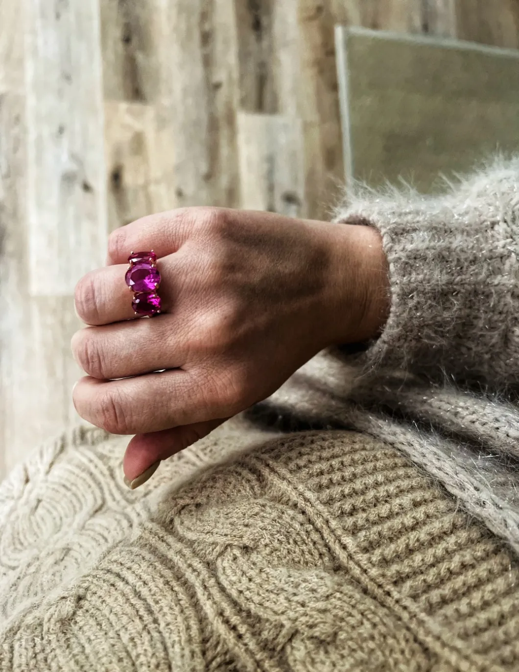 Anello Trilogy Luxury Ovale Fucsia