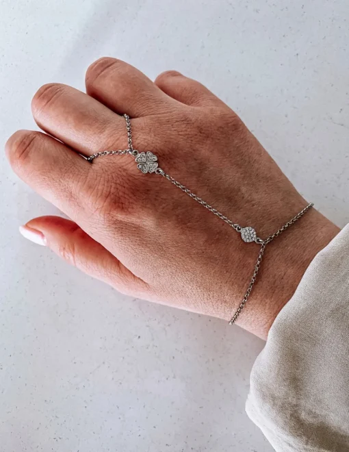 Baciamano Con Quadrifoglio Piccolo COLORE ARGENTO Bianco