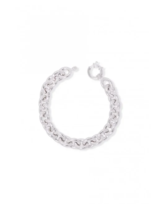 Bracciale a Catena Maglia Media Moschettone Tondo COLORE ARGENTO Bianco CIRCONFERENZA POLSO 16 cm