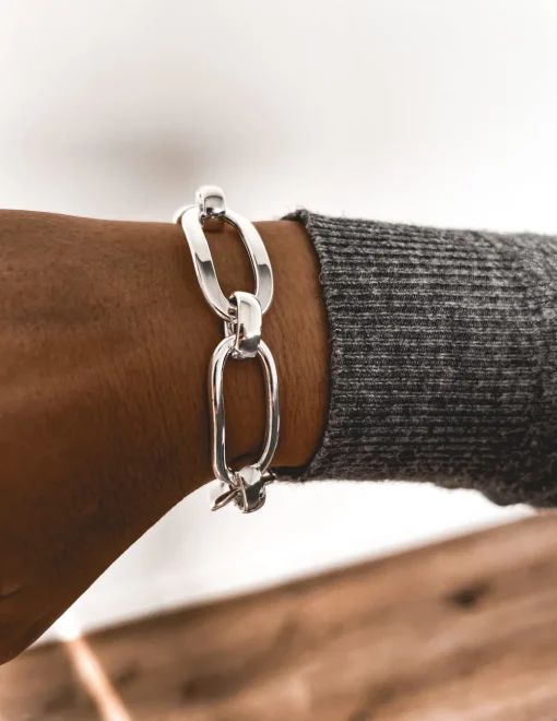 Bracciale Catena Jazz COLORE ARGENTO Bianco CIRCONFERENZA POLSO 15 cm
