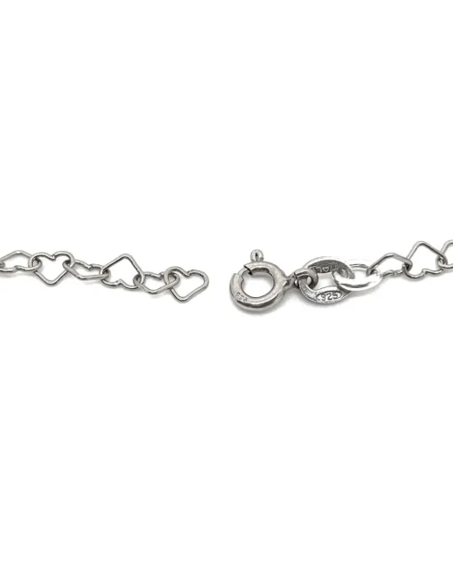 Bracciale Catenina a Forma di Cuore e Cuore Pendente COLORE ARGENTO Bianco