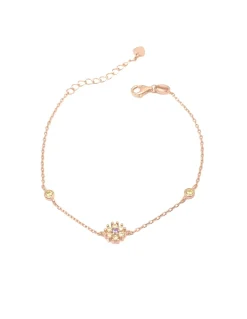 Bracciale Catenina e Ortensia di Zircone COLORE ARGENTO Rosè COLORE ZIRCONI zirconi champagne