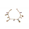 Bracciale con Cristalli Colorati e Cuori Pendenti