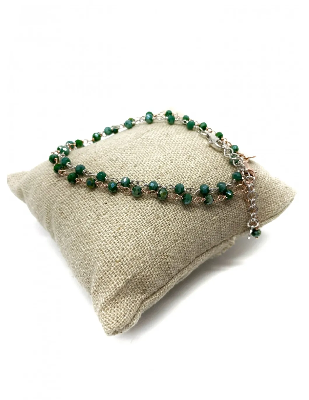 Bracciale di Cristalli di Colore Verde Scuro COLORE ARGENTO Rosè