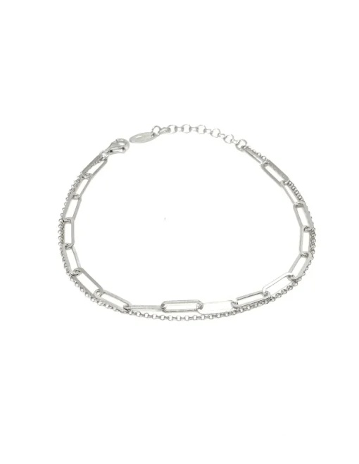 Bracciale Double Chain Special COLORE ARGENTO Bianco