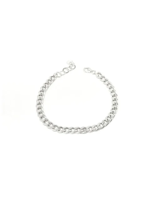Bracciale Groumette Piatta Superleggera COLORE ARGENTO Bianco LUNGHEZZA CATENINA 17 + 3