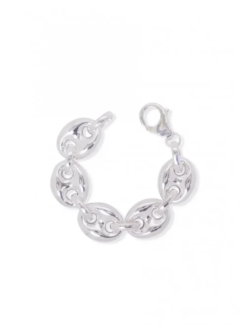 Bracciale Maglia Marina Bombata COLORE ARGENTO Bianco CIRCONFERENZA POLSO 18 - 19 cm