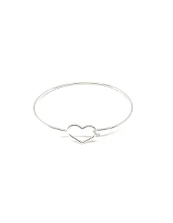 Bracciale Rigido con Cuore a Filo COLORE ARGENTO Bianco