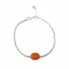 Bracciale Rondelle e Pepita Ovale Smaltata COLORE ARGENTO Bianco COLORE SMALTO arancione