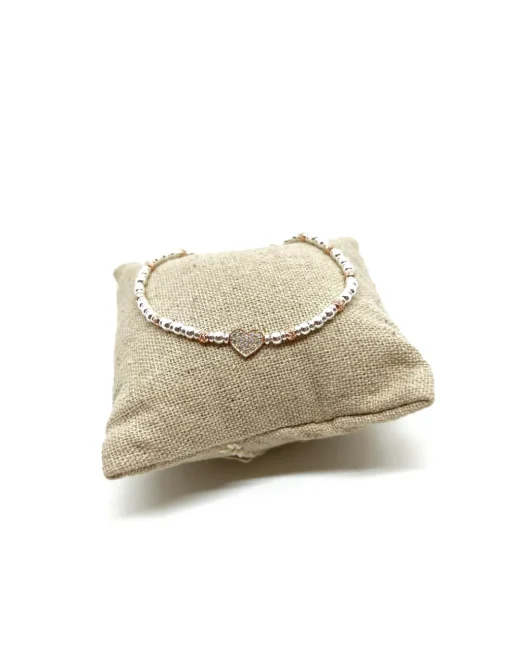 Bracciale Sfere e Rondelle con Soggetto Passante SOGGETTO cuore