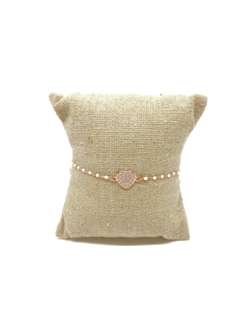 Bracciale Smaltato Bianco e Soggetto di Zirconi SOGGETTO cuore