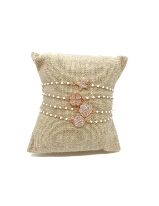 Bracciale Smaltato Bianco e Soggetto di Zirconi SOGGETTO cuore