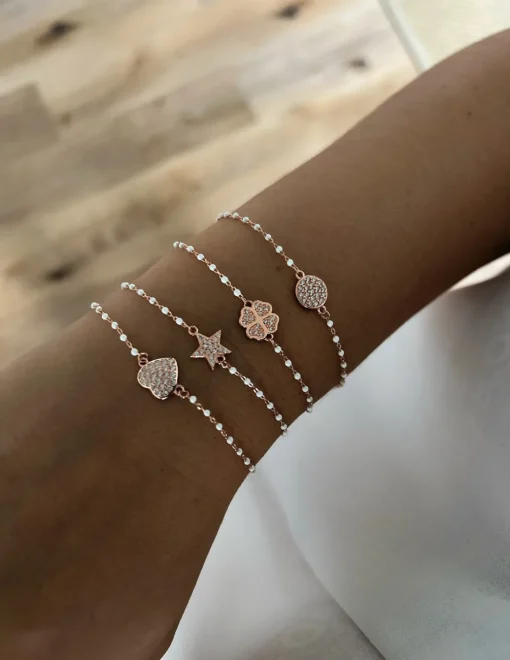 Bracciale Smaltato Bianco e Soggetto di Zirconi SOGGETTO cuore