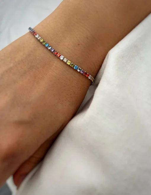 Bracciale Tennis Multicolor COLORE ARGENTO Bianco
