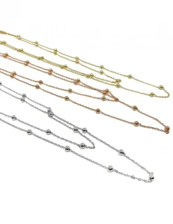Collana Catena a Palline Doppio Filo COLORE ARGENTO Bianco