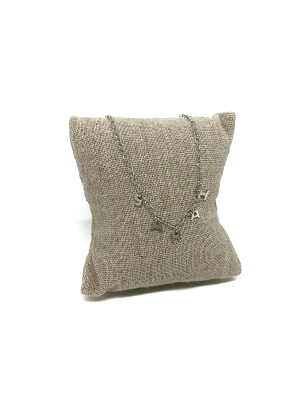 Collana Corta Lettere Mini Personalizzabile COLORE ARGENTO Bianco