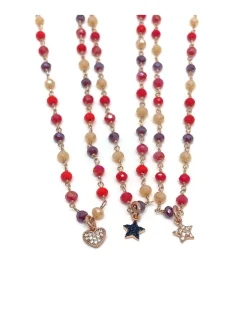 Collana Cristalli Multicolor Summer Corallo COLORE ARGENTO Rosè COLORE ZIRCONI zirconi bianchi SOGGETTO stella