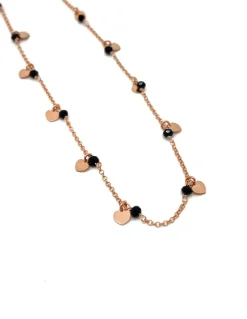 Collana Cristalli Neri e Soggetti Pendenti COLORE ARGENTO Rosè SOGGETTO cuore