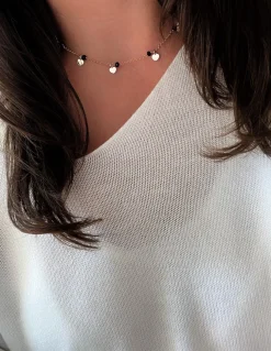 Collana Cristalli Neri e Soggetti Pendenti COLORE ARGENTO Rosè SOGGETTO cuore