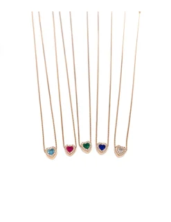 Collana Cuore Spesso di Zirconi COLORE ARGENTO Rosè COLORE ZIRCONI zirconi bianchi