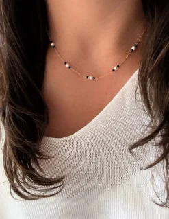 Collana Double and Pearl COLORE CRISTALLI neri