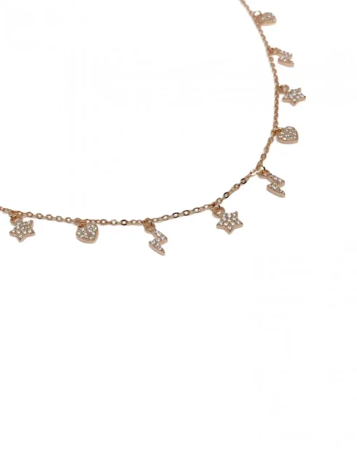 Collana Fulmine Cuore e Stella di Zirconi COLORE ZIRCONI zirconi bianchi