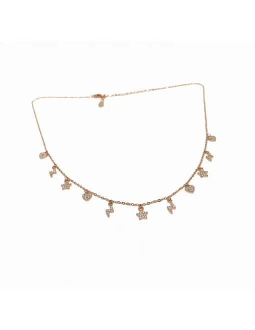 Collana Fulmine Cuore e Stella di Zirconi COLORE ZIRCONI zirconi bianchi