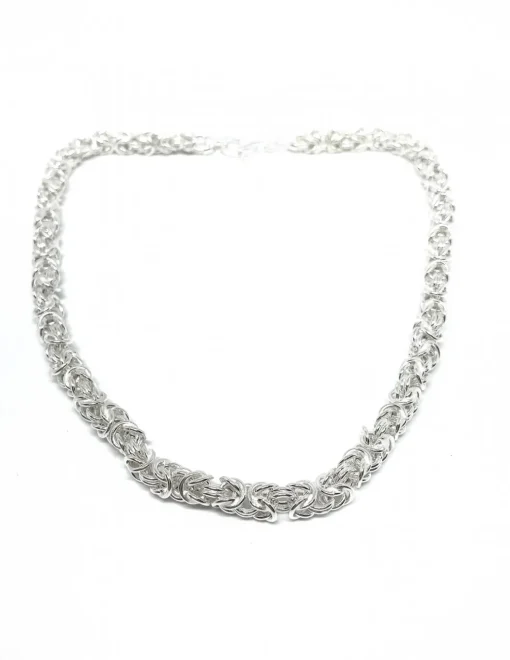 Collana Maglia Bizantina COLORE ARGENTO Bianco LUNGHEZZA COLLANA 40 cm GRANDEZZA DELLA MAGLIA S (5 mm)
