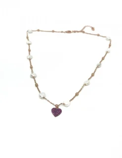 Collana Perle di Fiume e Soggetto in Zirconi COLORE ZIRCONI zirconi viola SOGGETTO cuore