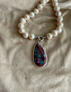 Medaglione Goccia Turchese Rame Rosa