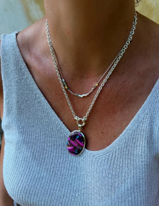 Medaglione Ovale Turchese Rame Rosa