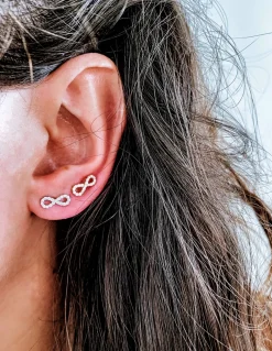 Monorecchino a Lobo Infinito di Zirconi COLORE ARGENTO Bianco