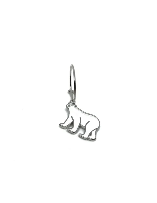 Monorecchino Cerchietto Orso Polare COLORE ARGENTO Bianco