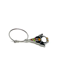 Monorecchino Cerchietto Pinguino Smaltato COLORE ARGENTO Bianco