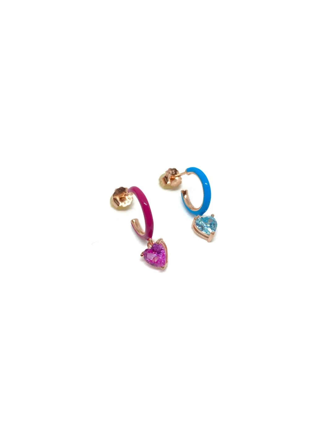 Monorecchino Cerchio e Zircone a Forma di Cuore Pendente COLORE ZIRCONI zirconi rosa