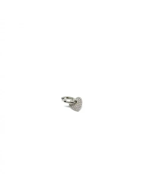 Monorecchino Cuore Passante COLORE ARGENTO Bianco