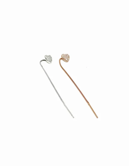 Monorecchino Ear Thread Cuore Pieno COLORE ARGENTO Bianco