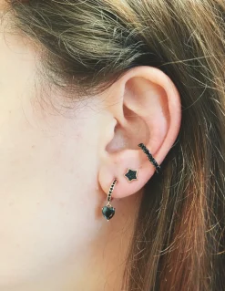 Monorecchino Zircone a Forma di Cuore Pendente COLORE ARGENTO Bianco COLORE ZIRCONI zirconi bianchi