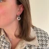 Orecchini a Scattino Cerchio di Perle COLORE ARGENTO Bianco