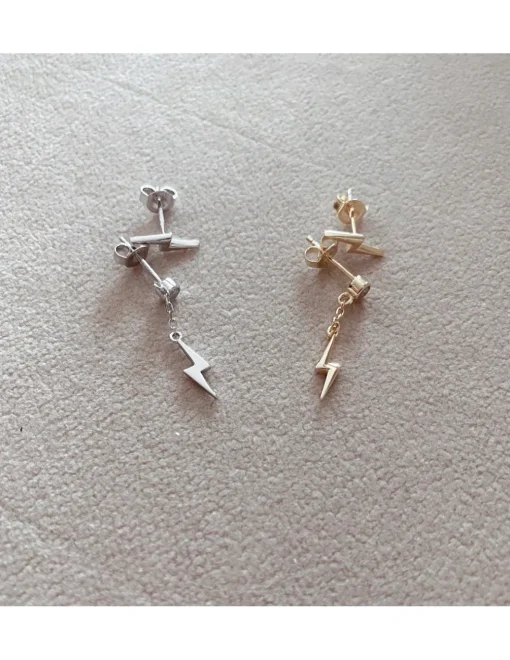 Orecchini Asimmetrici Lampo COLORE ARGENTO Dorato