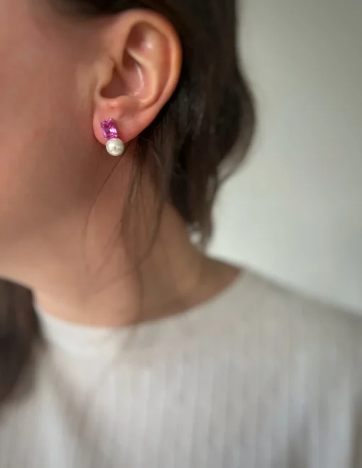 Orecchini Spring Perla e Pietra COLORE PIETRA fucsia