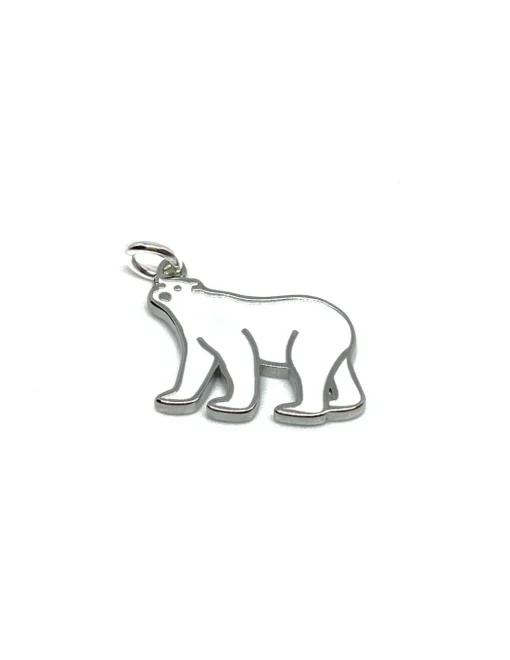 Soggetto Orso Polare Smaltato COLORE ARGENTO Bianco