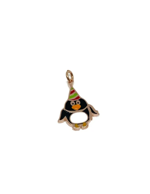 Soggetto Pinguino Smaltato COLORE ARGENTO Bianco