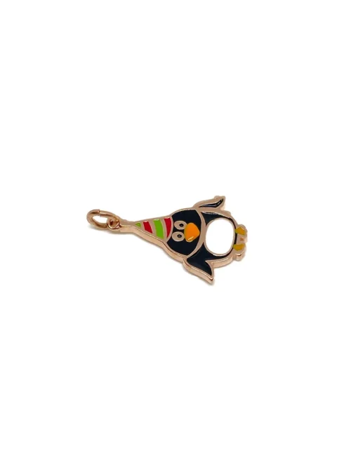 Soggetto Pinguino Smaltato COLORE ARGENTO Bianco